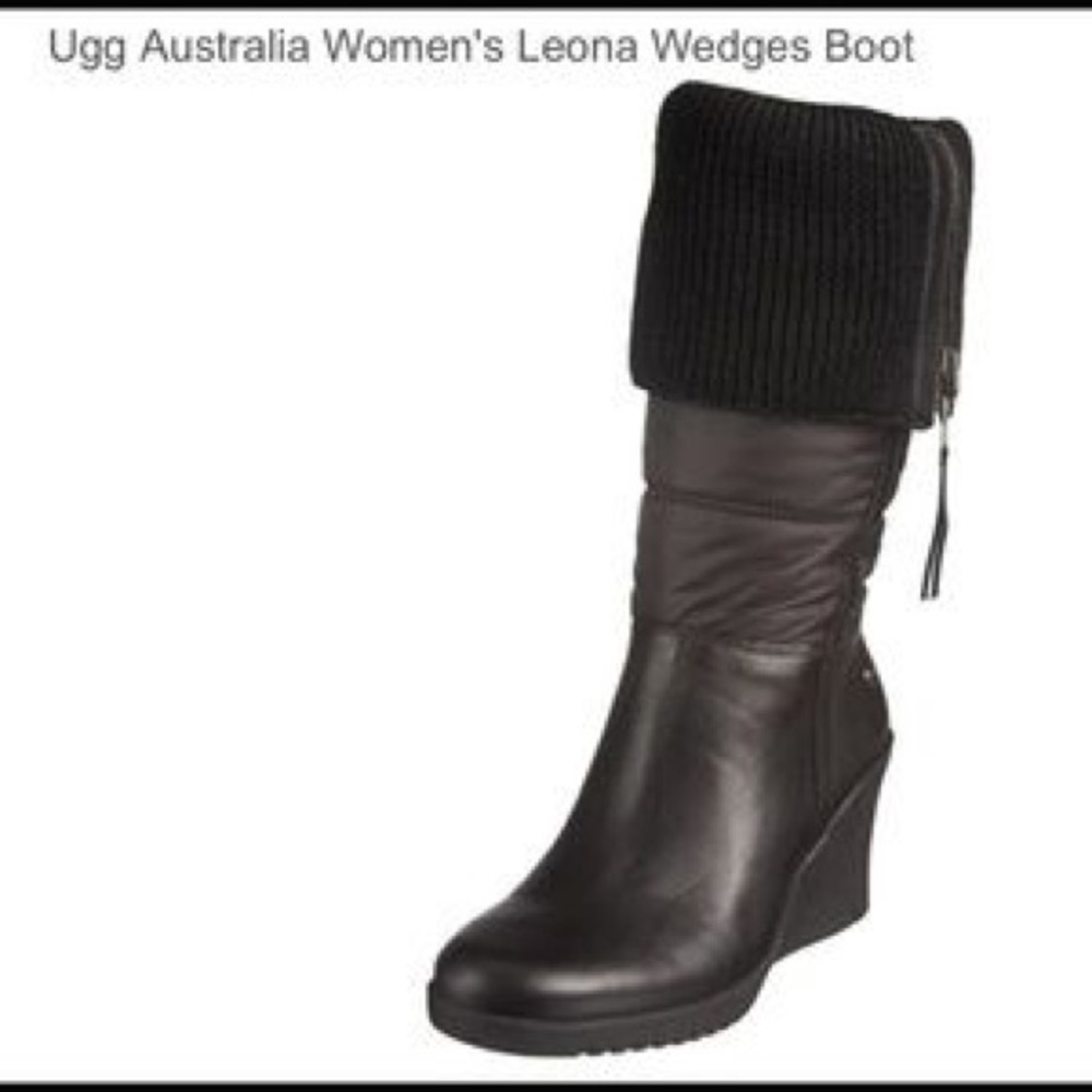 UGG Women's Leona Black Wedge Boots